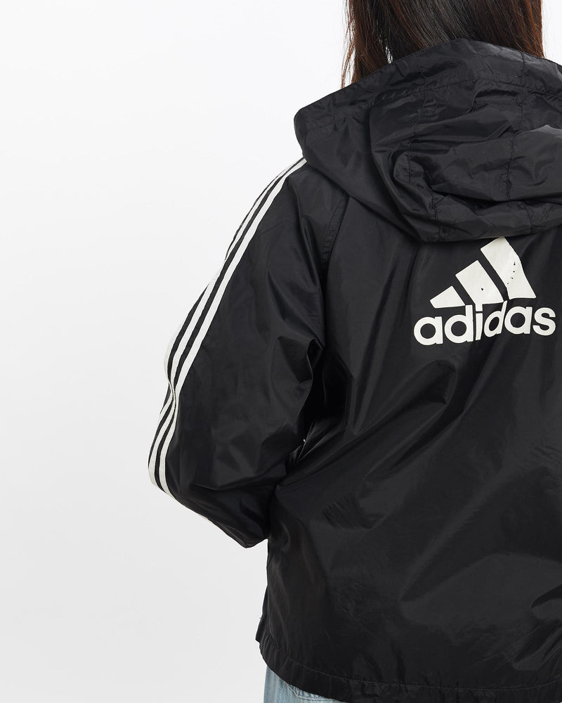 Vintage, 90s, Adidas, Windbreaker, Jacket, The Real Deal, size extra small, colour Black, newtown, sydney, australia, thrift store, opshop, preloved, secondhand, sustainable, retro, antique, 70s, 80s, 90s, 2000s, 00s, fashion, clothing, streetwear, trendy, garment, style, boutique, store, shop, archive, sale, cheap, best, top, Jackets