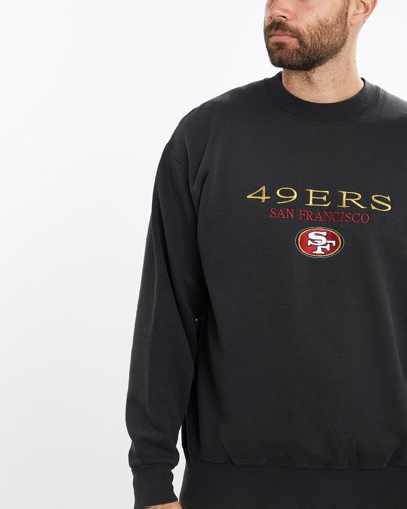 Vintage, 90s, NFL, San, Francisco, 49ers, Sweatshirt, The Real Deal, size extra large, colour Black, newtown, sydney, australia, thrift store, opshop, preloved, secondhand, sustainable, retro, antique, 70s, 80s, 90s, 2000s, 00s, fashion, clothing, streetwear, trendy, garment, style, boutique, store, shop, archive, sale, cheap, best, top, Sweats and hoodies