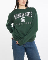 Vintage, NCAA, Michigan, State, Spartans, Sweatshirt, The Real Deal, size medium, colour Green, newtown, sydney, australia, thrift store, opshop, preloved, secondhand, sustainable, retro, antique, 70s, 80s, 90s, 2000s, 00s, fashion, clothing, streetwear, trendy, garment, style, boutique, store, shop, archive, sale, cheap, best, top, Sweats and hoodies