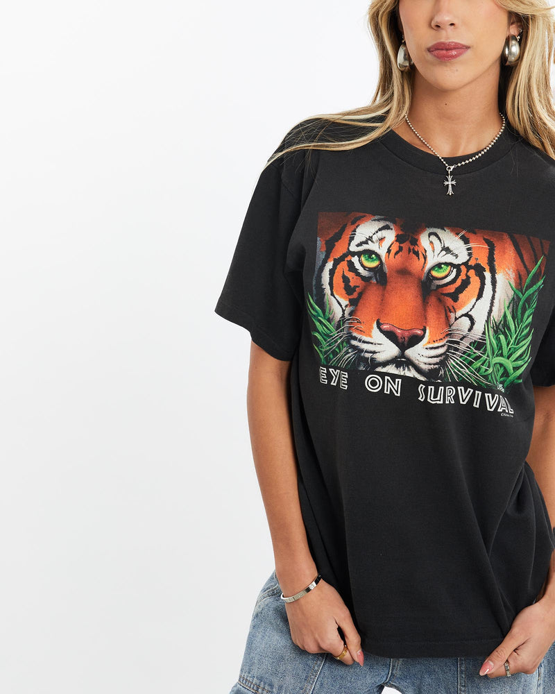 Vintage, 1993, Tiger, Wildlife, Tee, The Real Deal, size small, colour Black, newtown, sydney, australia, thrift store, opshop, preloved, secondhand, sustainable, retro, antique, 70s, 80s, 90s, 2000s, 00s, fashion, clothing, streetwear, trendy, garment, style, boutique, store, shop, archive, sale, cheap, best, top, T-Shirts