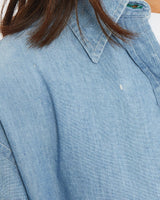 Vintage, 90s, Tommy, Hilfiger, Chambray, Button, Up, Shirt, The Real Deal, size extra small, colour Navy, newtown, sydney, australia, thrift store, opshop, preloved, secondhand, sustainable, retro, antique, 70s, 80s, 90s, 2000s, 00s, fashion, clothing, streetwear, trendy, garment, style, boutique, store, shop, archive, sale, cheap, best, top, Shirts