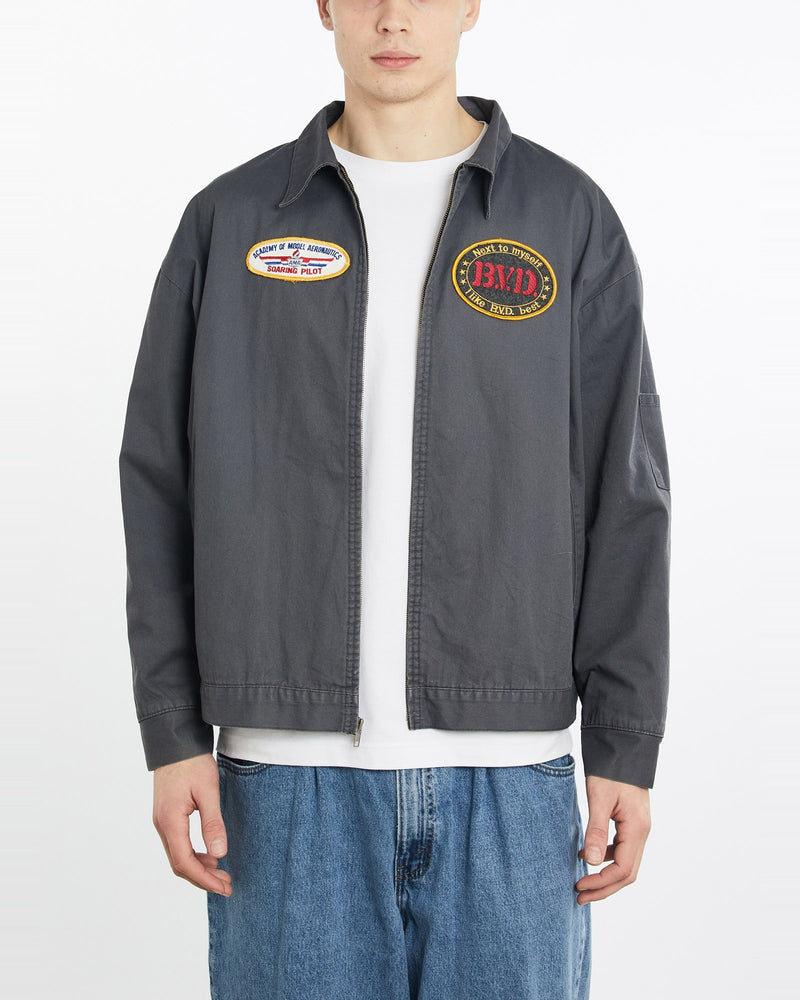 Vintage, 90s, Pilot, Mechanic, Jacket, The Real Deal, size extra large, colour Grey, newtown, sydney, australia, thrift store, opshop, preloved, secondhand, sustainable, retro, antique, 70s, 80s, 90s, 2000s, 00s, fashion, clothing, streetwear, trendy, garment, style, boutique, store, shop, archive, sale, cheap, best, top, Jackets