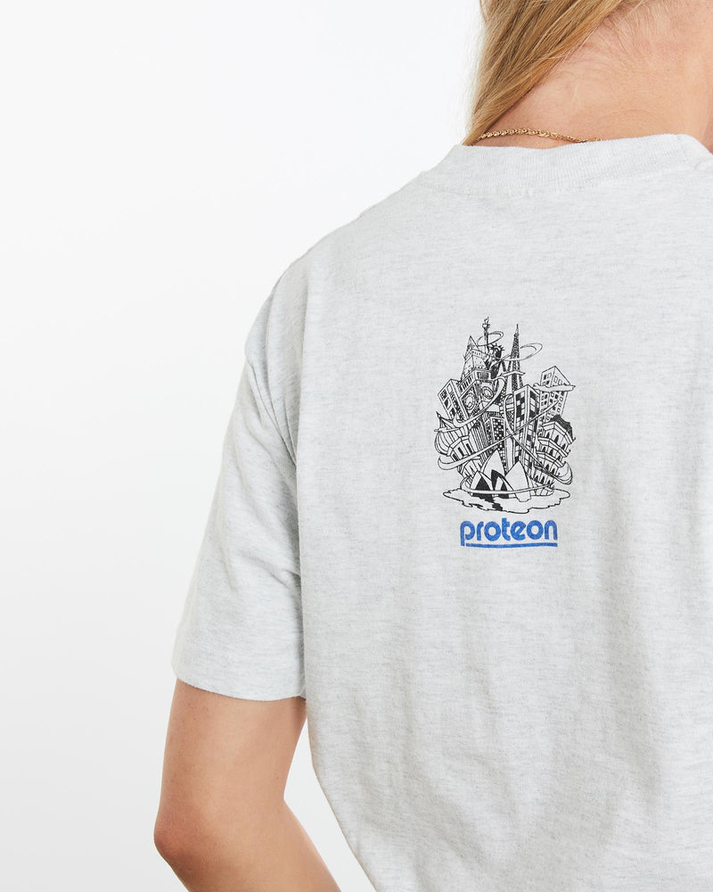 Vintage, 90s, Proteon, Tech, Tee, The Real Deal, size medium, colour Grey, newtown, sydney, australia, thrift store, opshop, preloved, secondhand, sustainable, retro, antique, 70s, 80s, 90s, 2000s, 00s, fashion, clothing, streetwear, trendy, garment, style, boutique, store, shop, archive, sale, cheap, best, top, T-Shirts