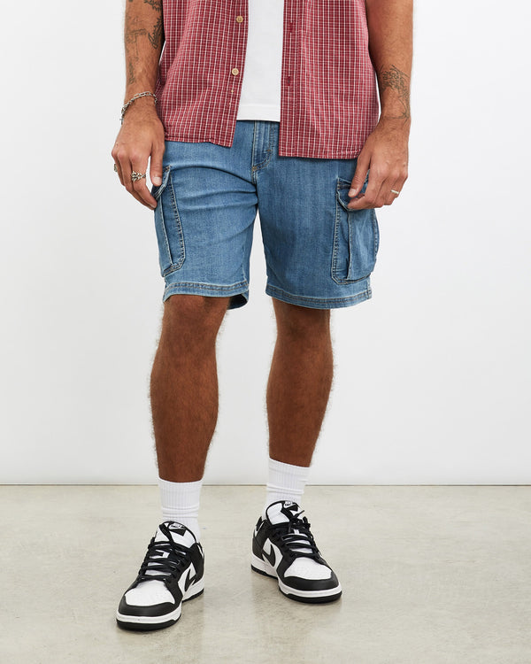 Vintage, Wrangler, Denim, Cargo, Shorts, The Real Deal, size 36", colour Blue, newtown, sydney, australia, thrift store, opshop, preloved, secondhand, sustainable, retro, antique, 70s, 80s, 90s, 2000s, 00s, fashion, clothing, streetwear, trendy, garment, style, boutique, store, shop, archive, sale, cheap, best, top, Shorts