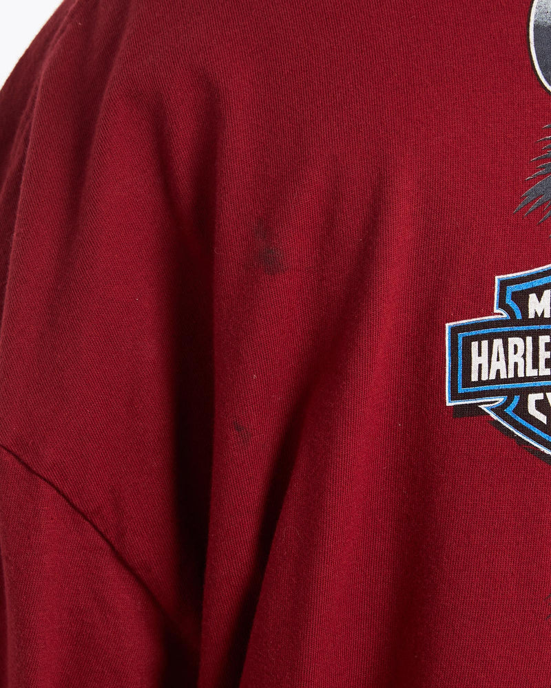 Vintage, Harley, Davidson, Tee, The Real Deal, size XXXL, colour Burgundy, newtown, sydney, australia, thrift store, opshop, preloved, secondhand, sustainable, retro, antique, 70s, 80s, 90s, 2000s, 00s, fashion, clothing, streetwear, trendy, garment, style, boutique, store, shop, archive, sale, cheap, best, top, T-Shirts
