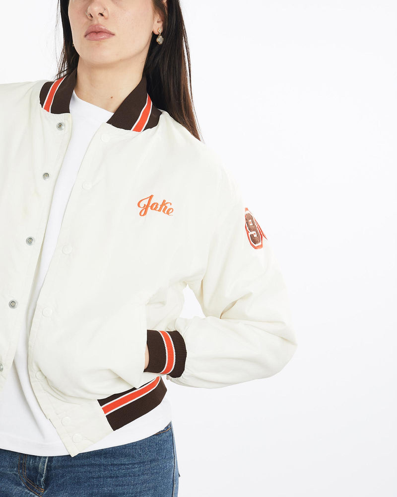 Vintage, 90s, Cherokee, Football, Bomber, Jacket, The Real Deal, size medium, colour White, newtown, sydney, australia, thrift store, opshop, preloved, secondhand, sustainable, retro, antique, 70s, 80s, 90s, 2000s, 00s, fashion, clothing, streetwear, trendy, garment, style, boutique, store, shop, archive, sale, cheap, best, top, Jackets