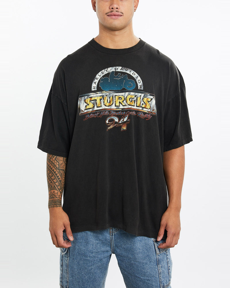 Vintage, 1994, Harley, Davidson, Sturgis, Motorcycle, Rally, Tee, The Real Deal, size extra large, colour Black, newtown, sydney, australia, thrift store, opshop, preloved, secondhand, sustainable, retro, antique, 70s, 80s, 90s, 2000s, 00s, fashion, clothing, streetwear, trendy, garment, style, boutique, store, shop, archive, sale, cheap, best, top, T-Shirts