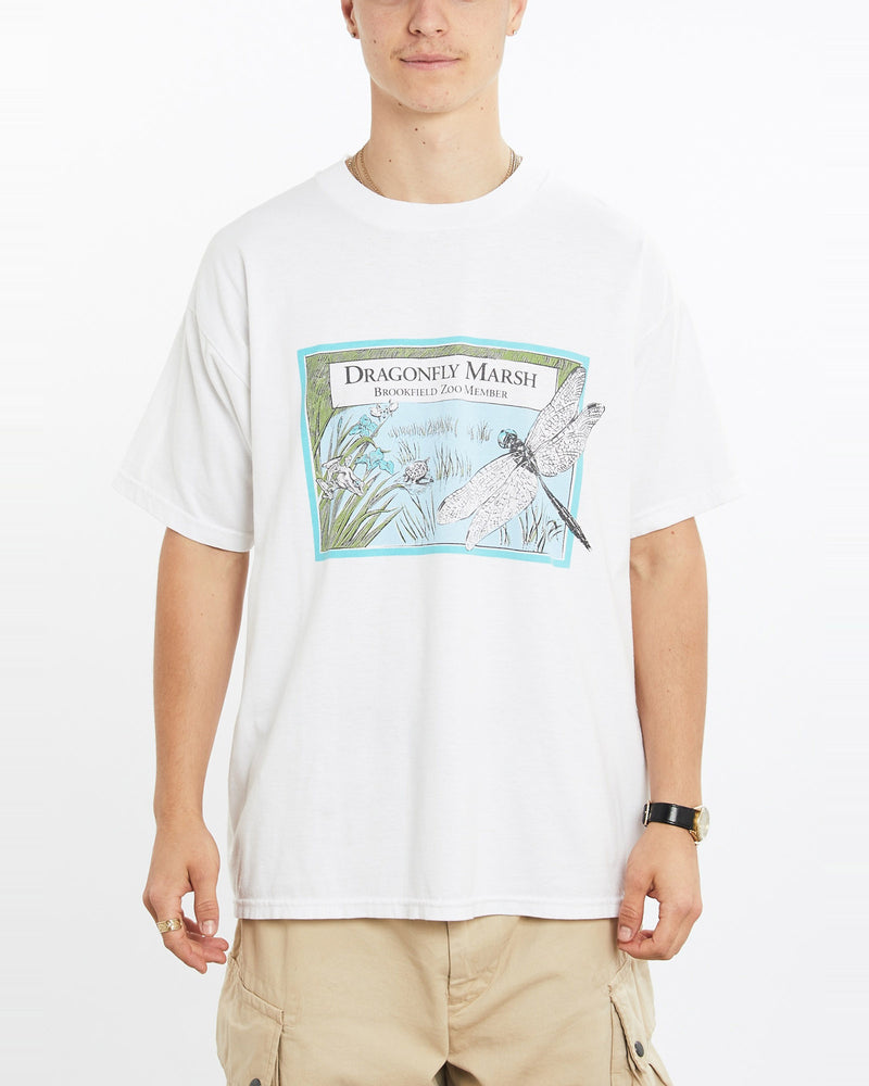 Vintage, Dragonfly, Marsh, Wildlife, Tee, The Real Deal, size large, colour White, newtown, sydney, australia, thrift store, opshop, preloved, secondhand, sustainable, retro, antique, 70s, 80s, 90s, 2000s, 00s, fashion, clothing, streetwear, trendy, garment, style, boutique, store, shop, archive, sale, cheap, best, top, T-Shirts