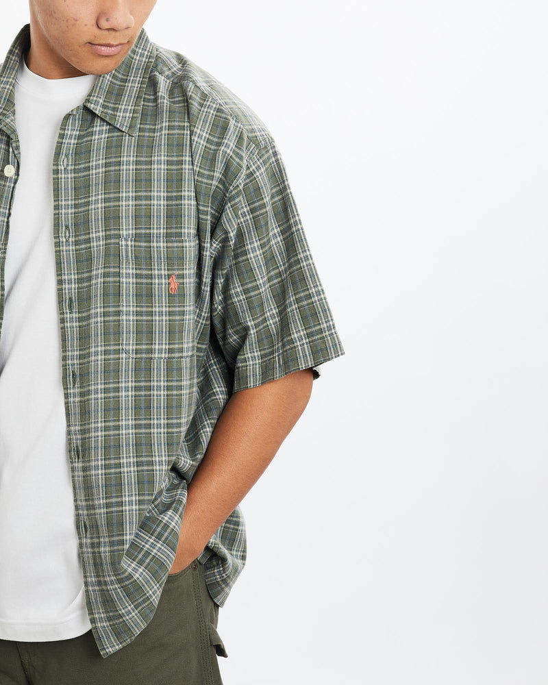 Vintage, 90s, Polo, Ralph, Lauren, Short, Sleeve, Button, Up, Shirt, The Real Deal, size large, colour Green, newtown, sydney, australia, thrift store, opshop, preloved, secondhand, sustainable, retro, antique, 70s, 80s, 90s, 2000s, 00s, fashion, clothing, streetwear, trendy, garment, style, boutique, store, shop, archive, sale, cheap, best, top, Shirts