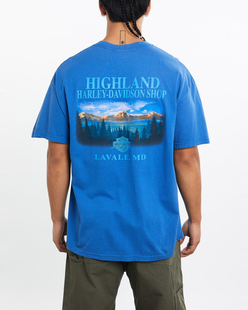 Vintage, Harley, Davidson, Tee, The Real Deal, size large, colour Blue, newtown, sydney, australia, thrift store, opshop, preloved, secondhand, sustainable, retro, antique, 70s, 80s, 90s, 2000s, 00s, fashion, clothing, streetwear, trendy, garment, style, boutique, store, shop, archive, sale, cheap, best, top, T-Shirts