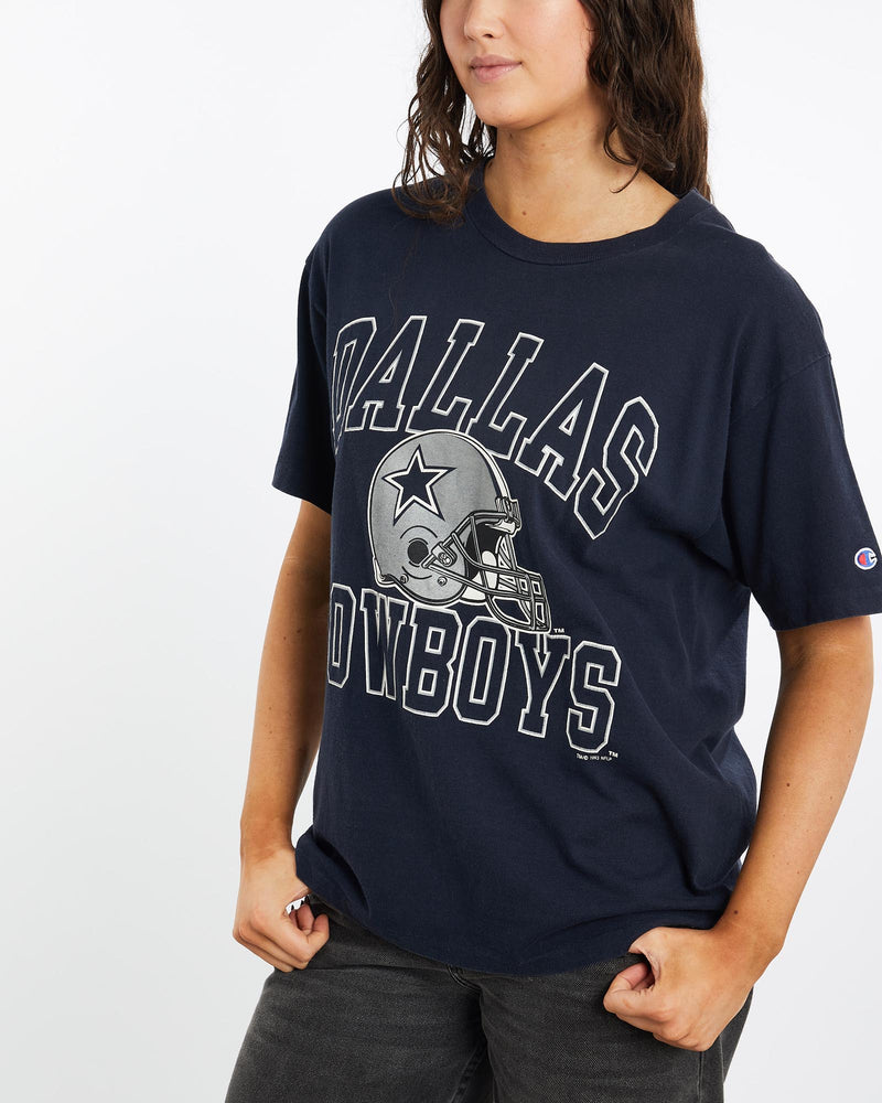 Vintage, 1993, Champion, NFL, Dallas, Cowboys, Tee, The Real Deal, size medium, colour Navy, newtown, sydney, australia, thrift store, opshop, preloved, secondhand, sustainable, retro, antique, 70s, 80s, 90s, 2000s, 00s, fashion, clothing, streetwear, trendy, garment, style, boutique, store, shop, archive, sale, cheap, best, top, T-Shirts