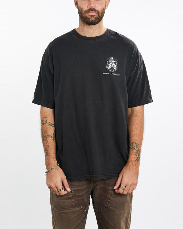 Vintage, Harley, Davidson, Police, Tee, The Real Deal, size extra large, colour Black, newtown, sydney, australia, thrift store, opshop, preloved, secondhand, sustainable, retro, antique, 70s, 80s, 90s, 2000s, 00s, fashion, clothing, streetwear, trendy, garment, style, boutique, store, shop, archive, sale, cheap, best, top, T-Shirts
