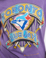 Vintage, 1991, MLB, Toronto, Blue, Jays, Tee, The Real Deal, size double extra small, colour Purple, newtown, sydney, australia, thrift store, opshop, preloved, secondhand, sustainable, retro, antique, 70s, 80s, 90s, 2000s, 00s, fashion, clothing, streetwear, trendy, garment, style, boutique, store, shop, archive, sale, cheap, best, top, T-Shirts