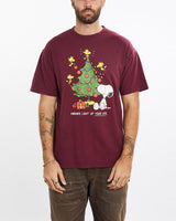 Vintage, Snoopy, Christmas, Cartoon, Tee, The Real Deal, size extra large, colour Burgundy, newtown, sydney, australia, thrift store, opshop, preloved, secondhand, sustainable, retro, antique, 70s, 80s, 90s, 2000s, 00s, fashion, clothing, streetwear, trendy, garment, style, boutique, store, shop, archive, sale, cheap, best, top, T-Shirts