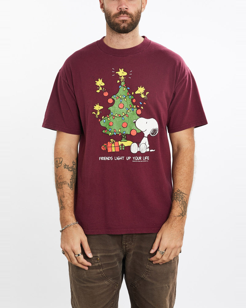 Vintage, Snoopy, Christmas, Cartoon, Tee, The Real Deal, size extra large, colour Burgundy, newtown, sydney, australia, thrift store, opshop, preloved, secondhand, sustainable, retro, antique, 70s, 80s, 90s, 2000s, 00s, fashion, clothing, streetwear, trendy, garment, style, boutique, store, shop, archive, sale, cheap, best, top, T-Shirts