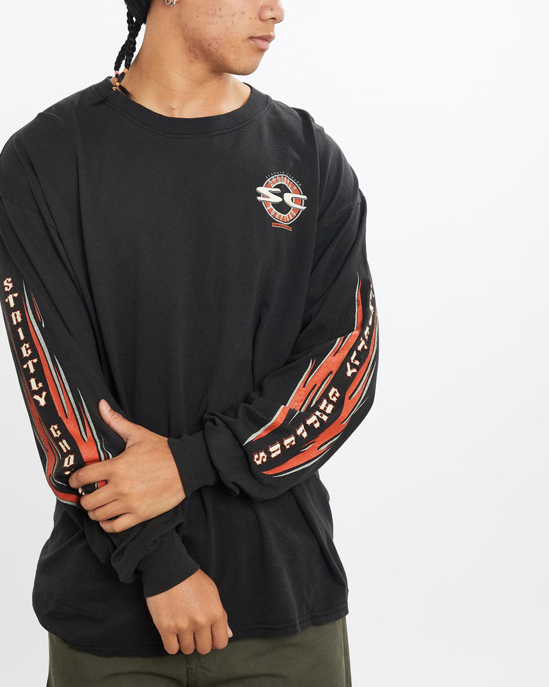 Vintage, Strictly, Choppers, Long, Sleeve, Tee, The Real Deal, size large, colour Black, newtown, sydney, australia, thrift store, opshop, preloved, secondhand, sustainable, retro, antique, 70s, 80s, 90s, 2000s, 00s, fashion, clothing, streetwear, trendy, garment, style, boutique, store, shop, archive, sale, cheap, best, top, T-Shirts