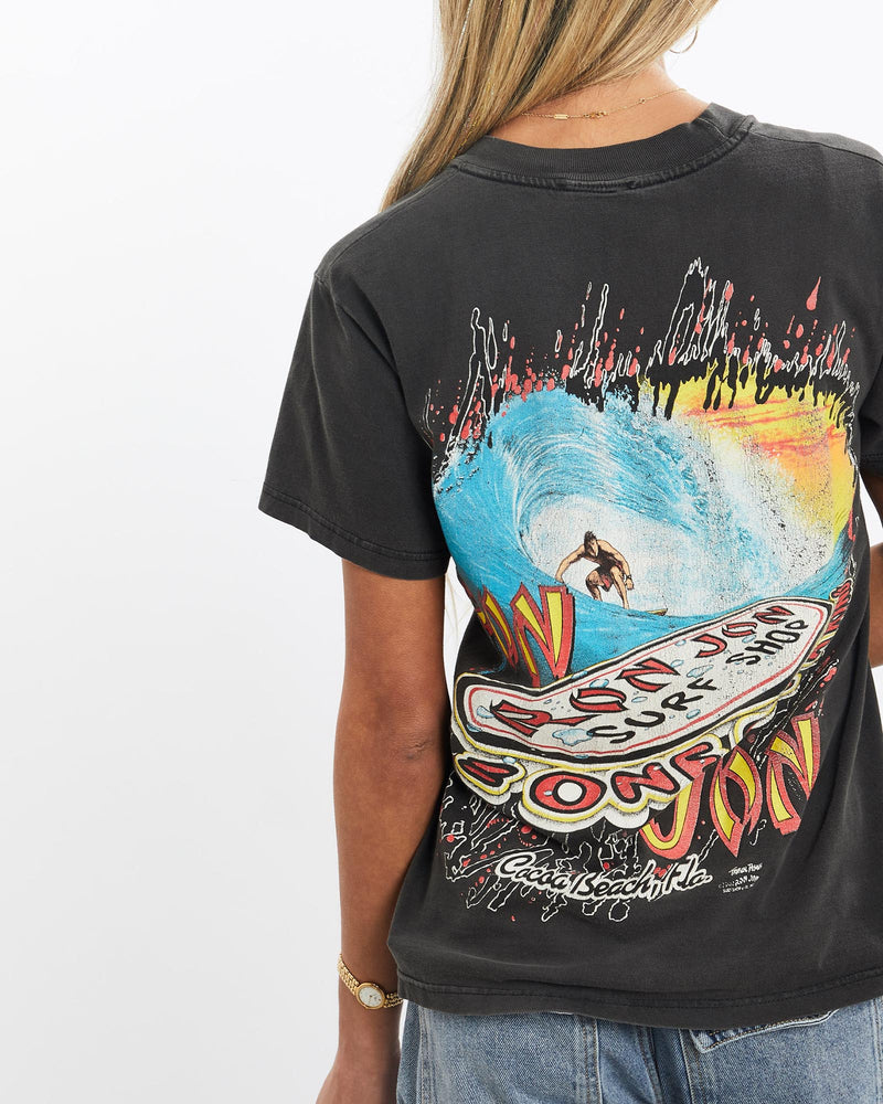 Vintage, 90s, Ron, Jon, Surf, Tee, The Real Deal, size extra small, colour Black, newtown, sydney, australia, thrift store, opshop, preloved, secondhand, sustainable, retro, antique, 70s, 80s, 90s, 2000s, 00s, fashion, clothing, streetwear, trendy, garment, style, boutique, store, shop, archive, sale, cheap, best, top, T-Shirts