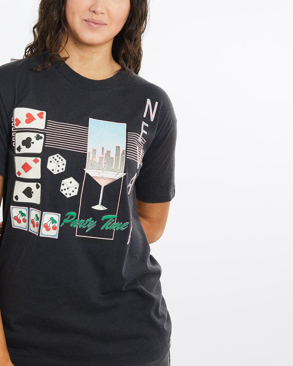 Vintage, 80s, Nevada, Party, Time', Tee, The Real Deal, size medium, colour Black, newtown, sydney, australia, thrift store, opshop, preloved, secondhand, sustainable, retro, antique, 70s, 80s, 90s, 2000s, 00s, fashion, clothing, streetwear, trendy, garment, style, boutique, store, shop, archive, sale, cheap, best, top, T-Shirts