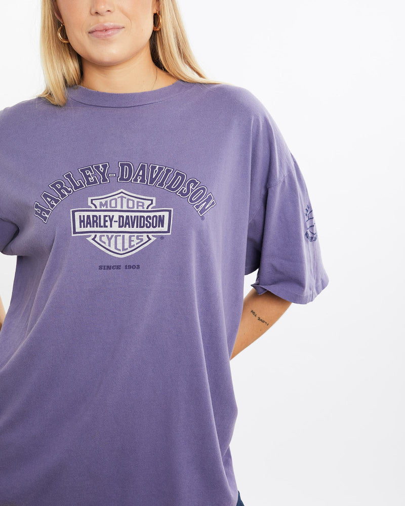 Vintage, Harley, Davidson, Tee, The Real Deal, size large, colour Purple, newtown, sydney, australia, thrift store, opshop, preloved, secondhand, sustainable, retro, antique, 70s, 80s, 90s, 2000s, 00s, fashion, clothing, streetwear, trendy, garment, style, boutique, store, shop, archive, sale, cheap, best, top, T-Shirts