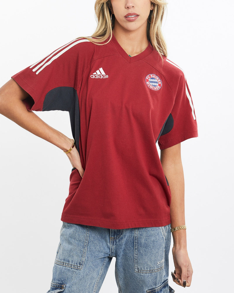Vintage, Adidas, FC, Bayern, Munchen, Soccer, Jersey, Tee, The Real Deal, size small, colour Burgundy, newtown, sydney, australia, thrift store, opshop, preloved, secondhand, sustainable, retro, antique, 70s, 80s, 90s, 2000s, 00s, fashion, clothing, streetwear, trendy, garment, style, boutique, store, shop, archive, sale, cheap, best, top, T-Shirts