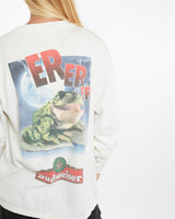 Vintage, 1995, Budweiser, Long, Sleeve, Tee, The Real Deal, size medium, colour White, newtown, sydney, australia, thrift store, opshop, preloved, secondhand, sustainable, retro, antique, 70s, 80s, 90s, 2000s, 00s, fashion, clothing, streetwear, trendy, garment, style, boutique, store, shop, archive, sale, cheap, best, top, T-Shirts