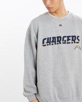 Vintage, NFL, San, Diego, Chargers, Sweatshirt, The Real Deal, size extra large, colour Grey, newtown, sydney, australia, thrift store, opshop, preloved, secondhand, sustainable, retro, antique, 70s, 80s, 90s, 2000s, 00s, fashion, clothing, streetwear, trendy, garment, style, boutique, store, shop, archive, sale, cheap, best, top, Sweats and hoodies