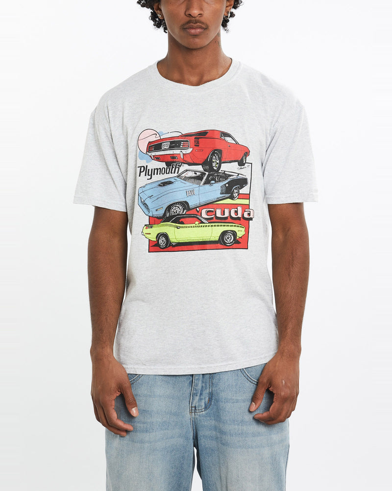 Vintage, 90s, Plymouth, Cuda, Tee, The Real Deal, size medium, colour Grey, newtown, sydney, australia, thrift store, opshop, preloved, secondhand, sustainable, retro, antique, 70s, 80s, 90s, 2000s, 00s, fashion, clothing, streetwear, trendy, garment, style, boutique, store, shop, archive, sale, cheap, best, top, T-Shirts