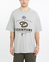 Vintage, MLB, Arizona, Diamondbacks, Tee, The Real Deal, size double extra large, colour Grey, newtown, sydney, australia, thrift store, opshop, preloved, secondhand, sustainable, retro, antique, 70s, 80s, 90s, 2000s, 00s, fashion, clothing, streetwear, trendy, garment, style, boutique, store, shop, archive, sale, cheap, best, top, T-Shirts