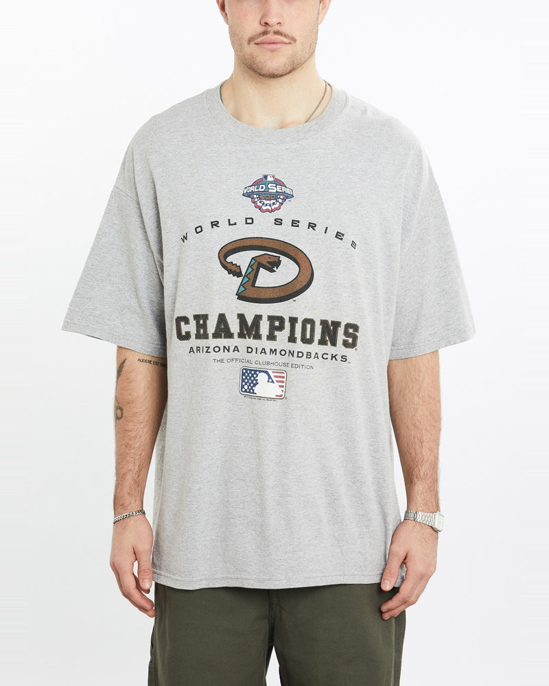 Vintage, MLB, Arizona, Diamondbacks, Tee, The Real Deal, size double extra large, colour Grey, newtown, sydney, australia, thrift store, opshop, preloved, secondhand, sustainable, retro, antique, 70s, 80s, 90s, 2000s, 00s, fashion, clothing, streetwear, trendy, garment, style, boutique, store, shop, archive, sale, cheap, best, top, T-Shirts