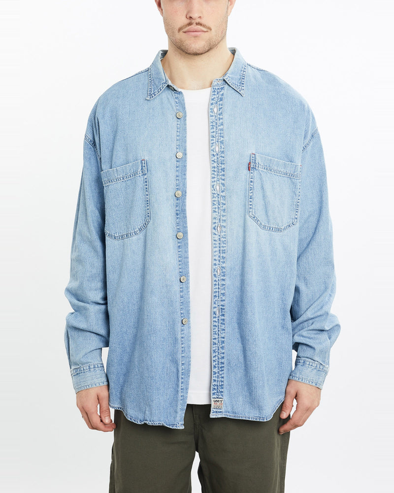 Vintage, 90s, Levi's, Denim, Button, Up, Shirt, The Real Deal, size extra large, colour Blue, newtown, sydney, australia, thrift store, opshop, preloved, secondhand, sustainable, retro, antique, 70s, 80s, 90s, 2000s, 00s, fashion, clothing, streetwear, trendy, garment, style, boutique, store, shop, archive, sale, cheap, best, top, Shirts