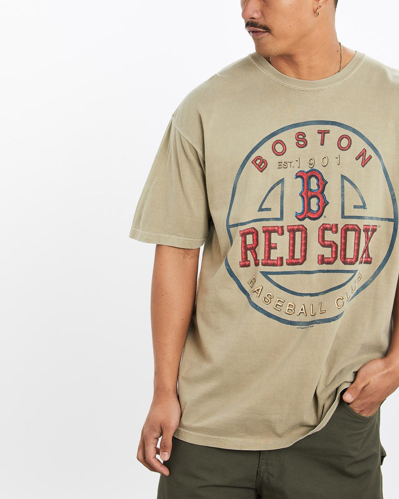 Vintage, MLB, Boston, Red, Sox, Tee, The Real Deal, size large, colour Green, newtown, sydney, australia, thrift store, opshop, preloved, secondhand, sustainable, retro, antique, 70s, 80s, 90s, 2000s, 00s, fashion, clothing, streetwear, trendy, garment, style, boutique, store, shop, archive, sale, cheap, best, top, T-Shirts
