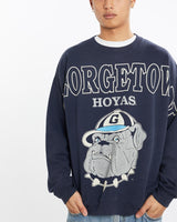 Vintage, 90s, NCAA, Georgetown, Hoyas, Sweatshirt, The Real Deal, size large, colour Navy, newtown, sydney, australia, thrift store, opshop, preloved, secondhand, sustainable, retro, antique, 70s, 80s, 90s, 2000s, 00s, fashion, clothing, streetwear, trendy, garment, style, boutique, store, shop, archive, sale, cheap, best, top, Sweats and hoodies