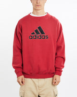 Vintage, 90s, Adidas, Sweatshirt, The Real Deal, size large, colour Burgundy, newtown, sydney, australia, thrift store, opshop, preloved, secondhand, sustainable, retro, antique, 70s, 80s, 90s, 2000s, 00s, fashion, clothing, streetwear, trendy, garment, style, boutique, store, shop, archive, sale, cheap, best, top, Sweats and hoodies