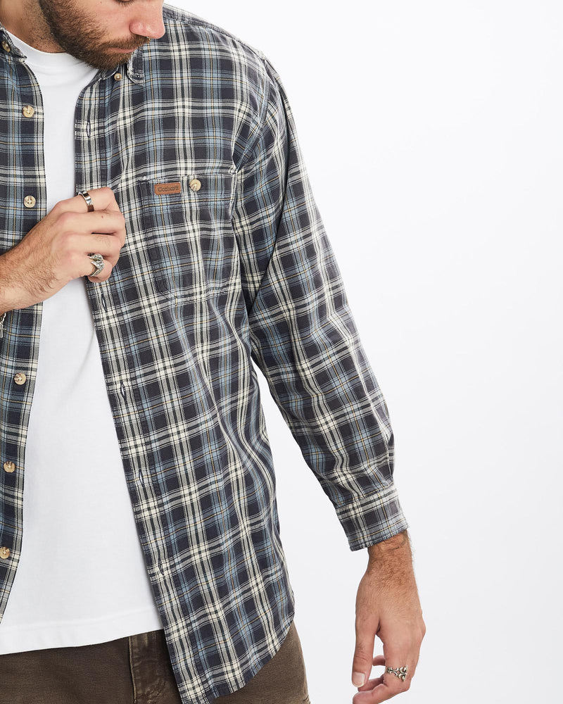 Vintage, 90s, Carhartt, Button, Up, Shirt, The Real Deal, size extra large, colour Blue, newtown, sydney, australia, thrift store, opshop, preloved, secondhand, sustainable, retro, antique, 70s, 80s, 90s, 2000s, 00s, fashion, clothing, streetwear, trendy, garment, style, boutique, store, shop, archive, sale, cheap, best, top, Shirts