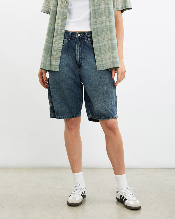 Vintage, Wrangler, Denim, Carpenter, Shorts, The Real Deal, size 31", colour Blue, newtown, sydney, australia, thrift store, opshop, preloved, secondhand, sustainable, retro, antique, 70s, 80s, 90s, 2000s, 00s, fashion, clothing, streetwear, trendy, garment, style, boutique, store, shop, archive, sale, cheap, best, top, Shorts