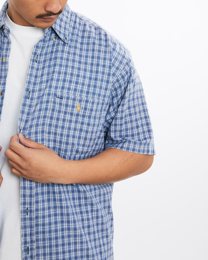 Vintage, 90s, Polo, Ralph, Lauren, Short, Sleeve, Button, Up, Shirt, The Real Deal, size large, colour Blue, newtown, sydney, australia, thrift store, opshop, preloved, secondhand, sustainable, retro, antique, 70s, 80s, 90s, 2000s, 00s, fashion, clothing, streetwear, trendy, garment, style, boutique, store, shop, archive, sale, cheap, best, top, Shirts