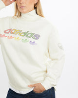 Vintage, 80s, Adidas, Mock, Neck, Sweatshirt, The Real Deal, size medium, colour Beige, newtown, sydney, australia, thrift store, opshop, preloved, secondhand, sustainable, retro, antique, 70s, 80s, 90s, 2000s, 00s, fashion, clothing, streetwear, trendy, garment, style, boutique, store, shop, archive, sale, cheap, best, top, Sweats and hoodies