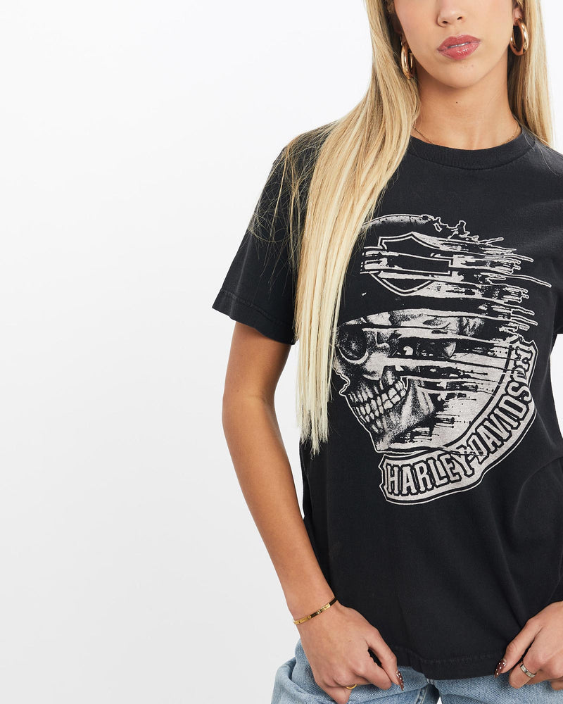 Vintage, Harley, Davidson, Tee, The Real Deal, size extra small, colour Black, newtown, sydney, australia, thrift store, opshop, preloved, secondhand, sustainable, retro, antique, 70s, 80s, 90s, 2000s, 00s, fashion, clothing, streetwear, trendy, garment, style, boutique, store, shop, archive, sale, cheap, best, top, T-Shirts