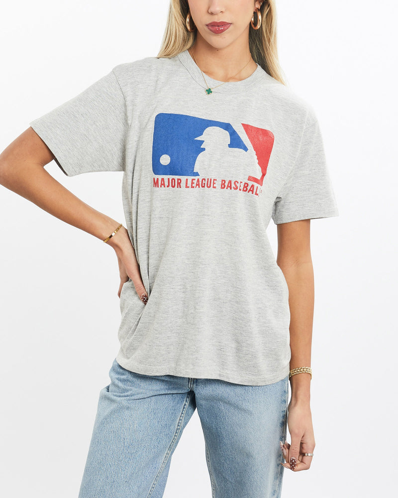 Vintage, 80s, MLB, Tee, The Real Deal, size extra small, colour Grey, newtown, sydney, australia, thrift store, opshop, preloved, secondhand, sustainable, retro, antique, 70s, 80s, 90s, 2000s, 00s, fashion, clothing, streetwear, trendy, garment, style, boutique, store, shop, archive, sale, cheap, best, top, T-Shirts