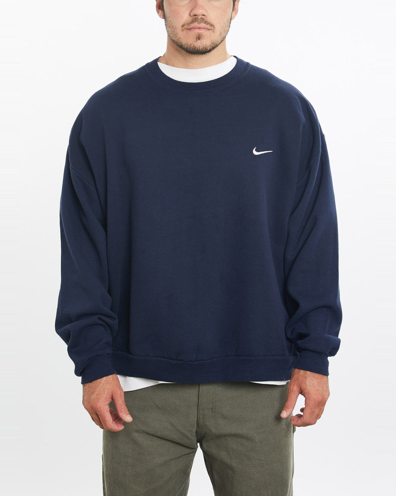 Vintage, 90s, Nike, Sweatshirt, The Real Deal, size large, colour Navy, newtown, sydney, australia, thrift store, opshop, preloved, secondhand, sustainable, retro, antique, 70s, 80s, 90s, 2000s, 00s, fashion, clothing, streetwear, trendy, garment, style, boutique, store, shop, archive, sale, cheap, best, top, Sweats and hoodies