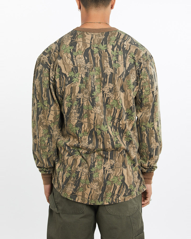 Vintage, 90s, Realtree, Camo, Long, Sleeve, Tee, The Real Deal, size large, colour Green, newtown, sydney, australia, thrift store, opshop, preloved, secondhand, sustainable, retro, antique, 70s, 80s, 90s, 2000s, 00s, fashion, clothing, streetwear, trendy, garment, style, boutique, store, shop, archive, sale, cheap, best, top, T-Shirts