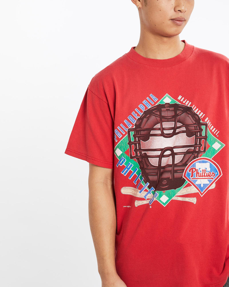 Vintage, 1997, MLB, Philadelphia, Phillies, Tee, The Real Deal, size large, colour Red, newtown, sydney, australia, thrift store, opshop, preloved, secondhand, sustainable, retro, antique, 70s, 80s, 90s, 2000s, 00s, fashion, clothing, streetwear, trendy, garment, style, boutique, store, shop, archive, sale, cheap, best, top, T-Shirts