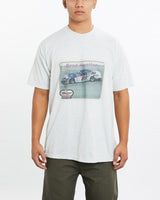 Vintage, Brad, Mueller, Racing, Tee, The Real Deal, size large, colour Grey, newtown, sydney, australia, thrift store, opshop, preloved, secondhand, sustainable, retro, antique, 70s, 80s, 90s, 2000s, 00s, fashion, clothing, streetwear, trendy, garment, style, boutique, store, shop, archive, sale, cheap, best, top, T-Shirts