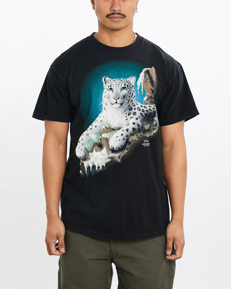 Vintage, 90s, Snow, Leopard, Wildlife, Tee, The Real Deal, size large, colour Black, newtown, sydney, australia, thrift store, opshop, preloved, secondhand, sustainable, retro, antique, 70s, 80s, 90s, 2000s, 00s, fashion, clothing, streetwear, trendy, garment, style, boutique, store, shop, archive, sale, cheap, best, top, T-Shirts