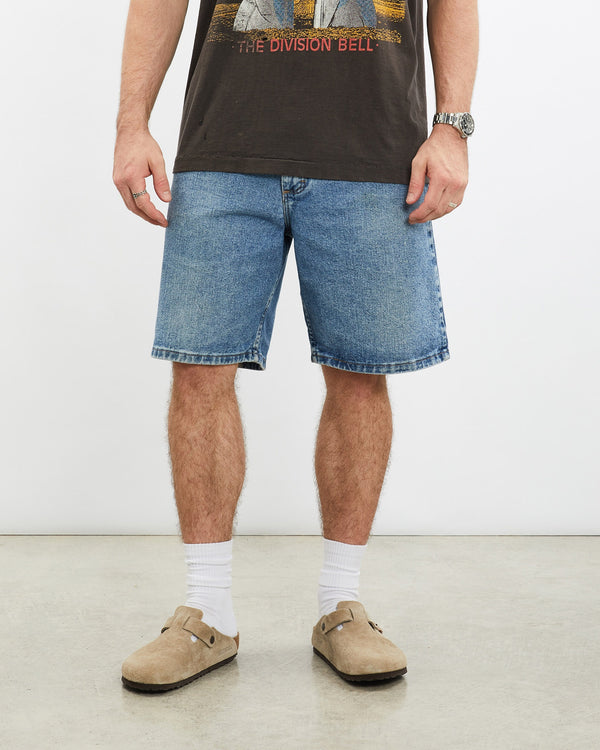 Vintage, Wrangler, Denim, Shorts, The Real Deal, size 33", colour Blue, newtown, sydney, australia, thrift store, opshop, preloved, secondhand, sustainable, retro, antique, 70s, 80s, 90s, 2000s, 00s, fashion, clothing, streetwear, trendy, garment, style, boutique, store, shop, archive, sale, cheap, best, top, Shorts