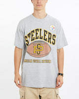 Vintage, 1996, NFL, Pittsburgh, Steelers, Tee, The Real Deal, size large, colour Grey, newtown, sydney, australia, thrift store, opshop, preloved, secondhand, sustainable, retro, antique, 70s, 80s, 90s, 2000s, 00s, fashion, clothing, streetwear, trendy, garment, style, boutique, store, shop, archive, sale, cheap, best, top, T-Shirts