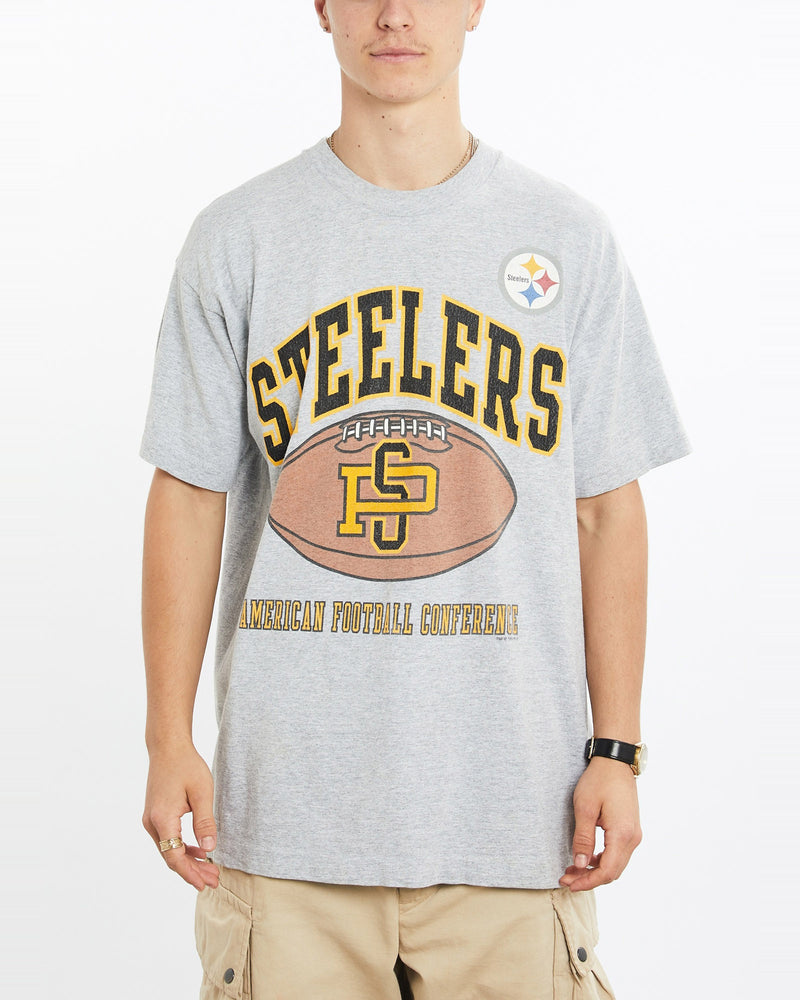 Vintage, 1996, NFL, Pittsburgh, Steelers, Tee, The Real Deal, size large, colour Grey, newtown, sydney, australia, thrift store, opshop, preloved, secondhand, sustainable, retro, antique, 70s, 80s, 90s, 2000s, 00s, fashion, clothing, streetwear, trendy, garment, style, boutique, store, shop, archive, sale, cheap, best, top, T-Shirts