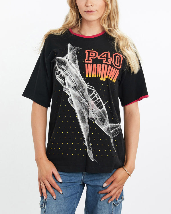 Vintage, 90s, P40, Warhawk, Tee, The Real Deal, size medium, colour Black, newtown, sydney, australia, thrift store, opshop, preloved, secondhand, sustainable, retro, antique, 70s, 80s, 90s, 2000s, 00s, fashion, clothing, streetwear, trendy, garment, style, boutique, store, shop, archive, sale, cheap, best, top, T-Shirts