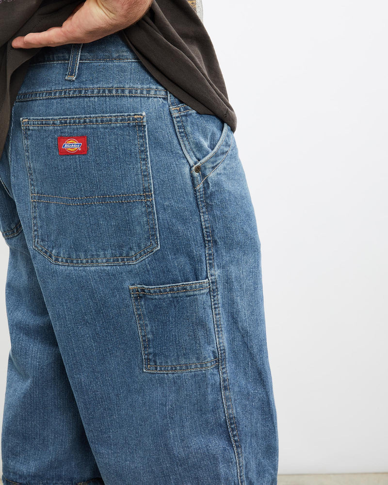 Vintage, Dickies, Denim, Carpenter, Shorts, The Real Deal, size 32", colour Blue, newtown, sydney, australia, thrift store, opshop, preloved, secondhand, sustainable, retro, antique, 70s, 80s, 90s, 2000s, 00s, fashion, clothing, streetwear, trendy, garment, style, boutique, store, shop, archive, sale, cheap, best, top, Shorts
