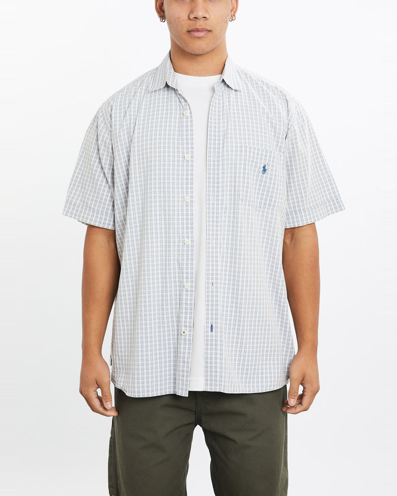 Vintage, 90s, Polo, Ralph, Lauren, Short, Sleeve, Button, Up, Shirt, The Real Deal, size large, colour Grey, newtown, sydney, australia, thrift store, opshop, preloved, secondhand, sustainable, retro, antique, 70s, 80s, 90s, 2000s, 00s, fashion, clothing, streetwear, trendy, garment, style, boutique, store, shop, archive, sale, cheap, best, top, Shirts